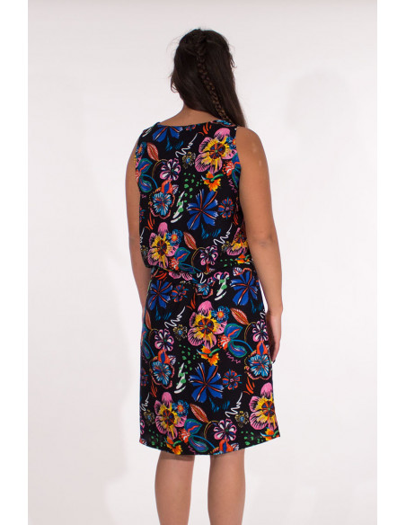 Robe Viscose Col V Sans Manches Imprime