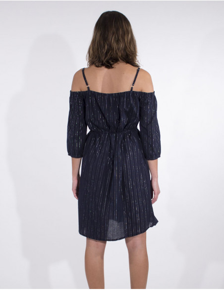 Robe 99% Coton 1% Film Metallique Epaule