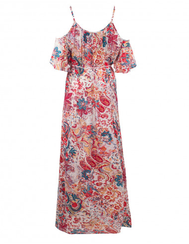 Long Dress Viscose Denudees Shoulder Print
