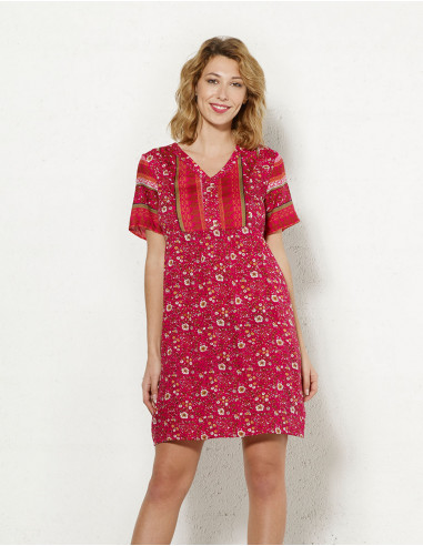 Dress Viscose Short Sleeve Printed Ind