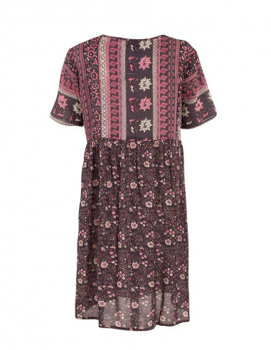 Robe Viscose Manches Courtes Imprime Ind