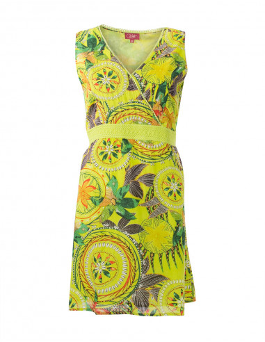 Robe Coton Sans Manches Imprime Monaco