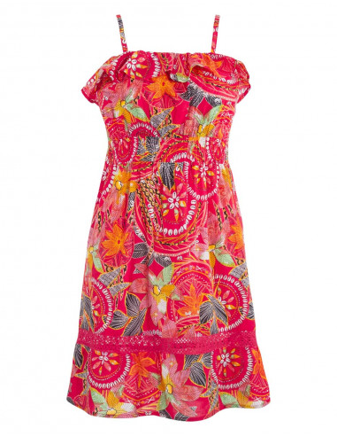 Robe Coton Bretelles Imprime Monaco