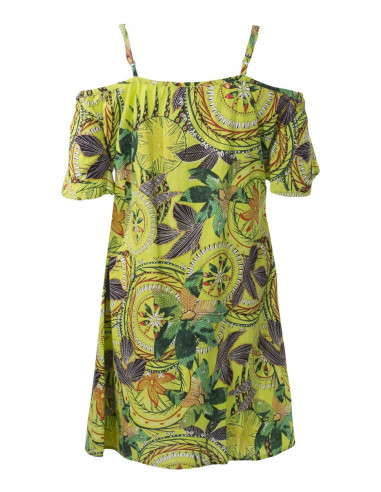 Robe Coton Epaules Denudees Imprime Mona