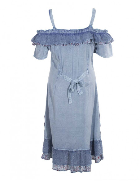 Robe Viscose Sw Brodee Epaules Denudees