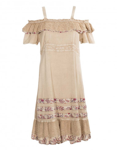 Robe Viscose Sw Brodee Epaules Denudees