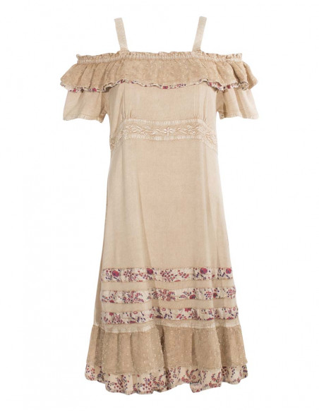 Robe Viscose Sw Brodee Epaules Denudees