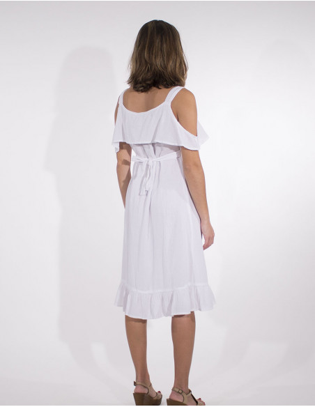 Robe Crepe De Coton Doublee Bretelles