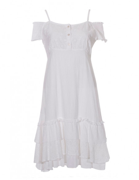 Robe Crepe De Coton Doublee Epaules Denu