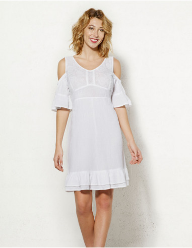 Robe Crepe De Coton Doublee Epaules Denu