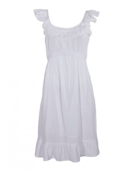 Robe Crepe De Coton Doublee A Volants