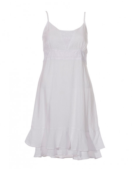 Robe Crepe De Coton Doublee Bretelles