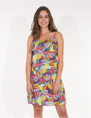 Tutti Fru Printed Viscose Strapless Dress