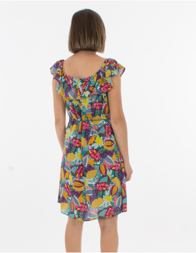 Tutti Printed Viscose Ruffle Top Dress F