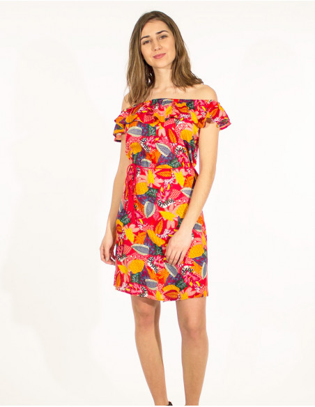 Tutti Printed Viscose Ruffle Top Dress F