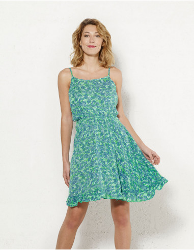 Canaries Printed Strapless Viscose Dress