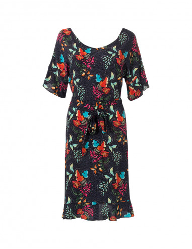 Short Sleeve Viscose Dress with Im Belt