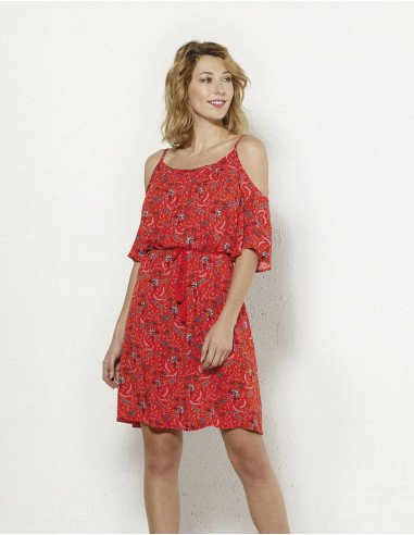 Viscose Dress with Denude Shoulder Print An