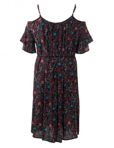 Robe Viscose Epaules Denudees Imprime An