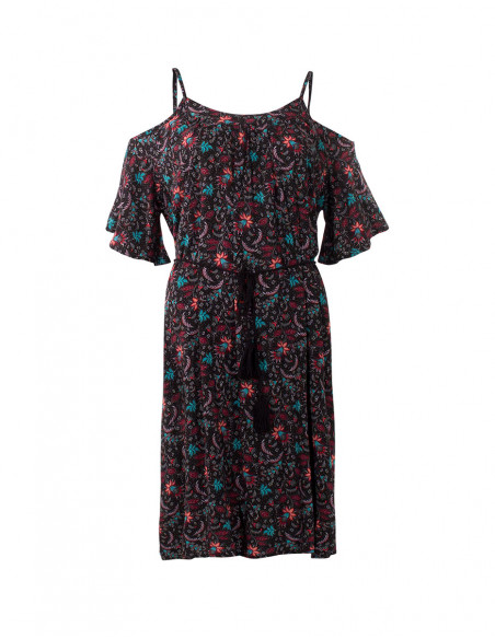 Robe Viscose Epaules Denudees Imprime An