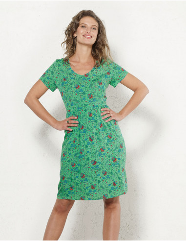 Viscose Short Sleeve Dress Ant Print