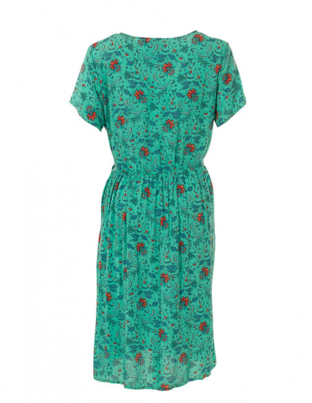 Robe Viscose Manches Courtes Imprime Ant