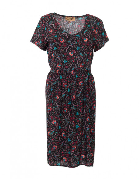 Robe Viscose Manches Courtes Imprime Ant