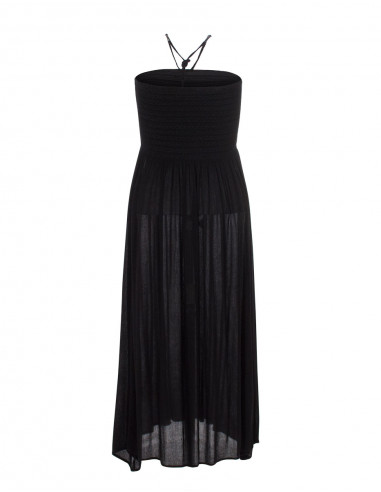 Robe Viscose Crepe Buste Smocke Bretelle