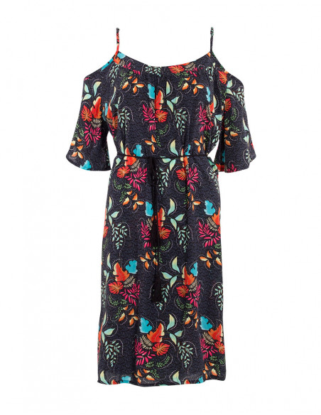 Robe Viscose Epaules Denudees Imprime Gr