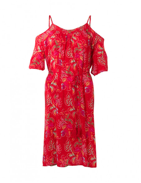 Robe Viscose Epaules Denudees Imprime Gr