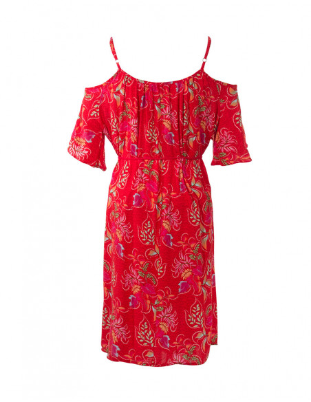 Robe Viscose Epaules Denudees Imprime Gr