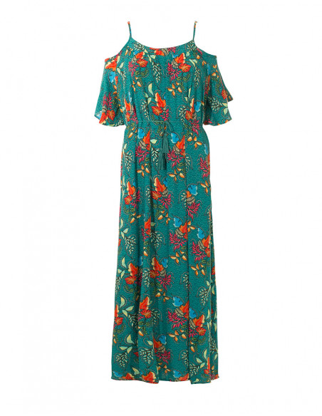 Long Dress Viscose Denudees Shoulder Printed