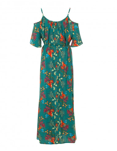 Long Dress Viscose Denudees Shoulder Printed