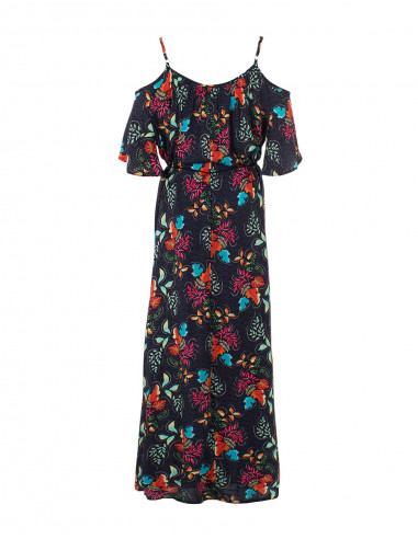 Long Dress Viscose Denudees Shoulder Printed