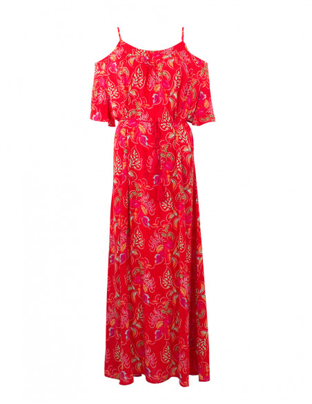 Long Dress Viscose Denudees Shoulder Printed