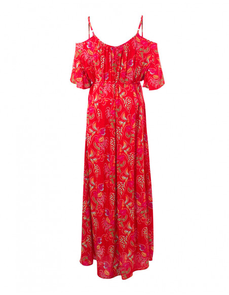 Long Dress Viscose Denudees Shoulder Printed