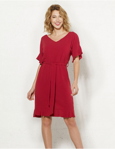 Dress 88% Viscose 12% Linen Short Sleeve