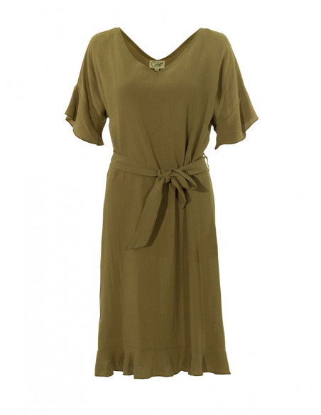Robe 88% Viscose 12 % Lin Manches Courte