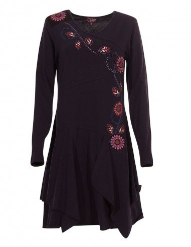 Knitted 95% cotton 5% elastane dress with flowers