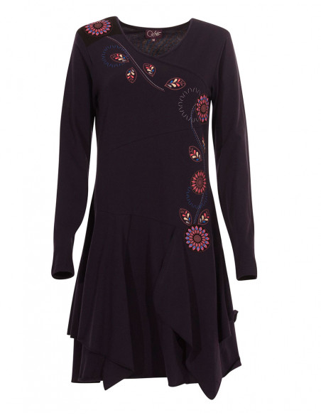 Knitted 95% cotton 5% elastane dress with flowers