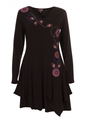 Knitted 95% cotton 5% elastane dress with flowers