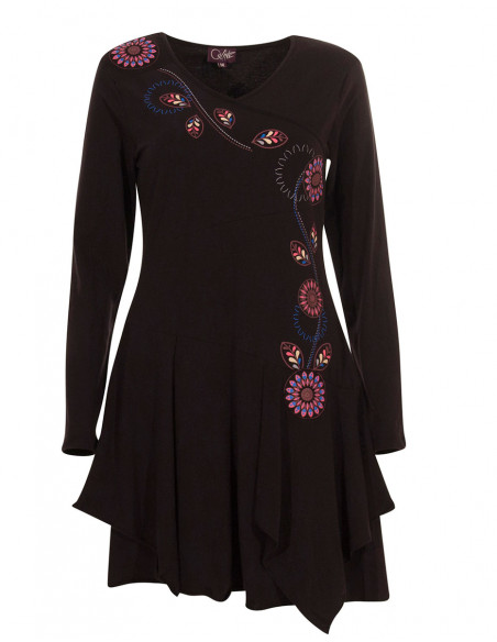 Robe Maille 95%Coton 5%Elasthanne Fleurs