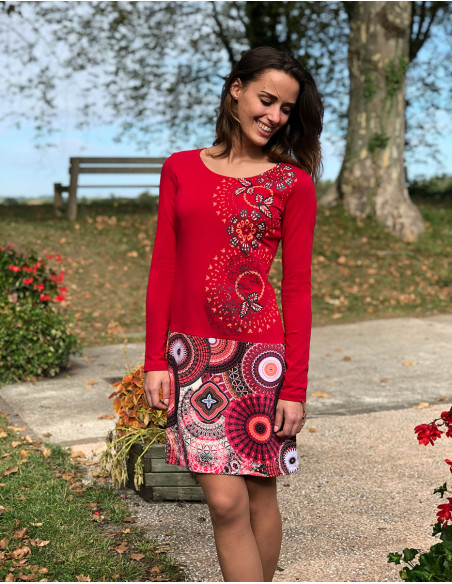 Robe Maille 97% Coton 3% Elasthanne Imprimée