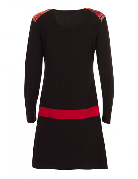 Knitted 97% cotton 3% elastane dress with patchs and 2 prints