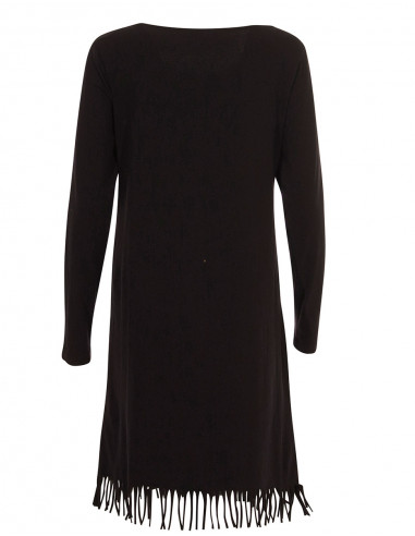 Knitted 97% cotton 3% elastane dress with fringes