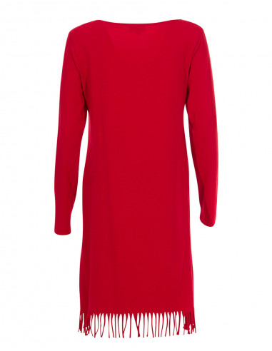 Knitted 97% cotton 3% elastane dress with fringes