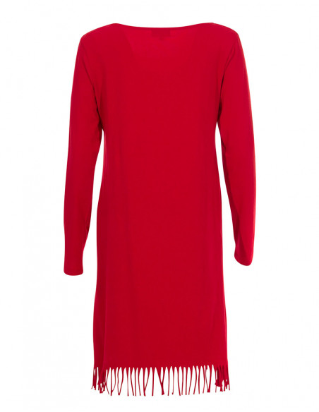 Knitted 97% cotton 3% elastane dress with fringes