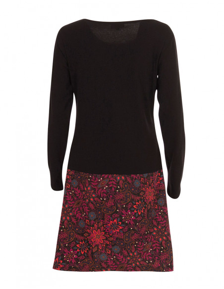 Knitted 97% cotton 3% elastane dress with laure print