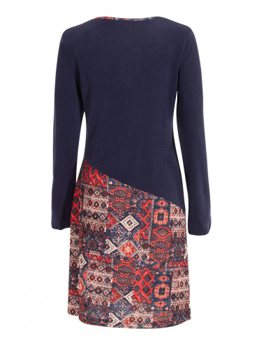 Knitted 97% polyester 3% elastane dress with delhi print