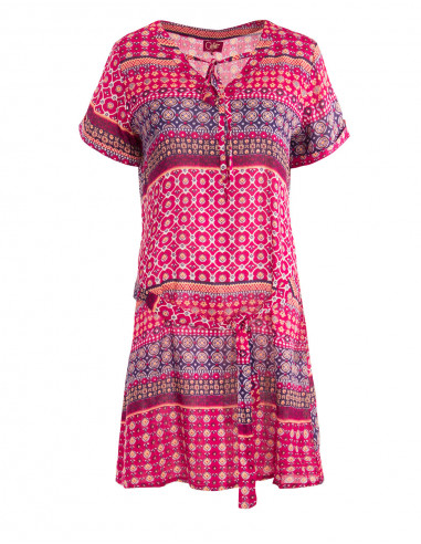 Robe Viscose Manches Courtes Imprime Bol